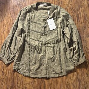 Maye Khaki Green Blouse button up